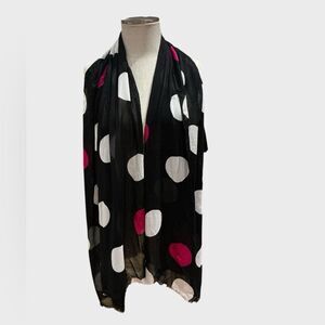 Talbots Pink White Polka Dot Scarf 100% Viscose NEW